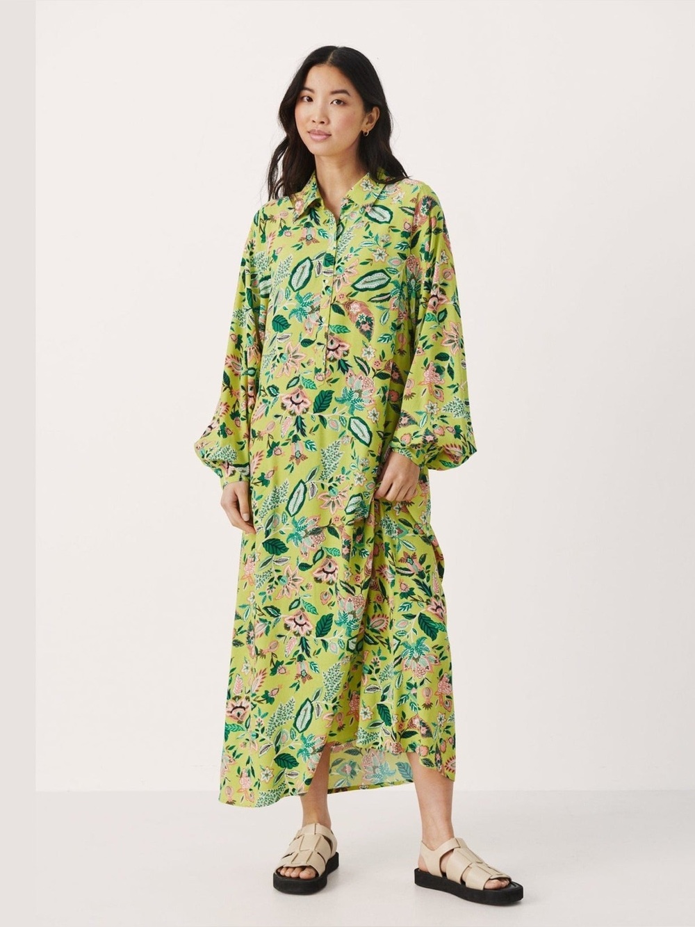 Part Two Shira Woven Dress in Green Oasis